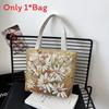Embroidered Canvas Tote Bag For Women With Zip Closure For Daily Use