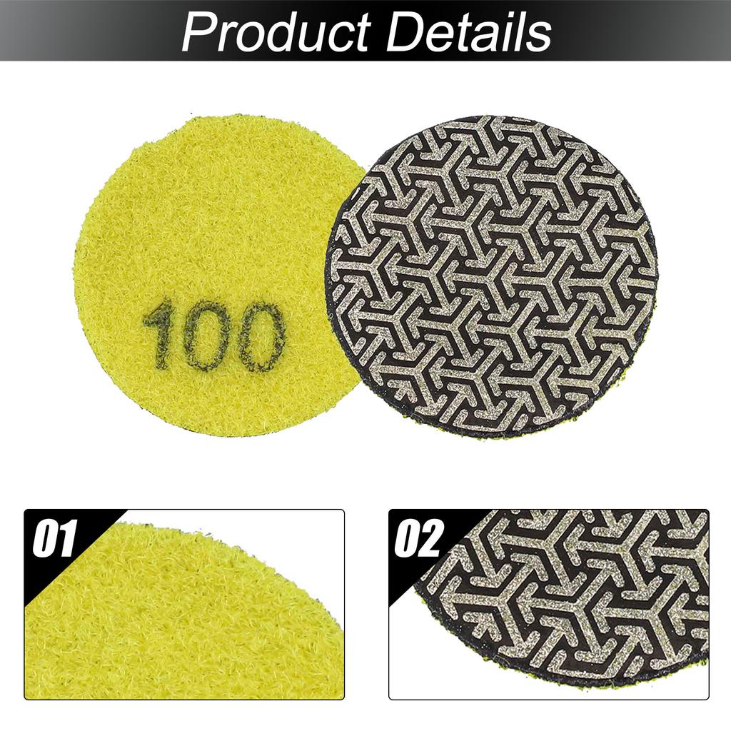 1pc 50mm 60-400# Grit Electroplated Emery Dry Polishing Pad For Wood Metal Glass Granite Marble Sanding Disc