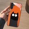 Schwarze Katze Süße Kunst Gehärtetes Glas Handyhülle Geeignet für Samsung Galaxy S26 S25 S24 S22 S21 S20 S11S10 FE/Ultra/Plus Anti-Drop