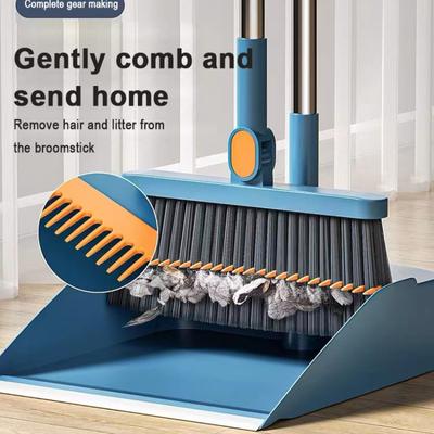 Broom Dustpan Floor Brush Set Indoor Non-stick Hair Broom Long Handle Broom With Stand Up Dustpan Combo Sets Home Cleaning Tools