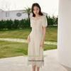 Xiangying Women's Lace Square Neck Puff Sleeve Dress