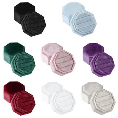 Flannel Rings Showcase Box Octagonal Box Anniversary Jewelry Case Rings Box Suitable for Displaying Engagement Rings