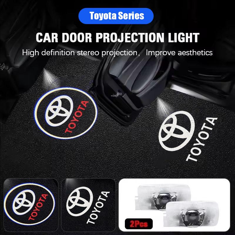 2Pcs Car Door Projector Lamps Welcome Lights Accessories For Toyota Corolla Yaris Aygo Prius RAV4 Crown CHR Camry Auris Verso
