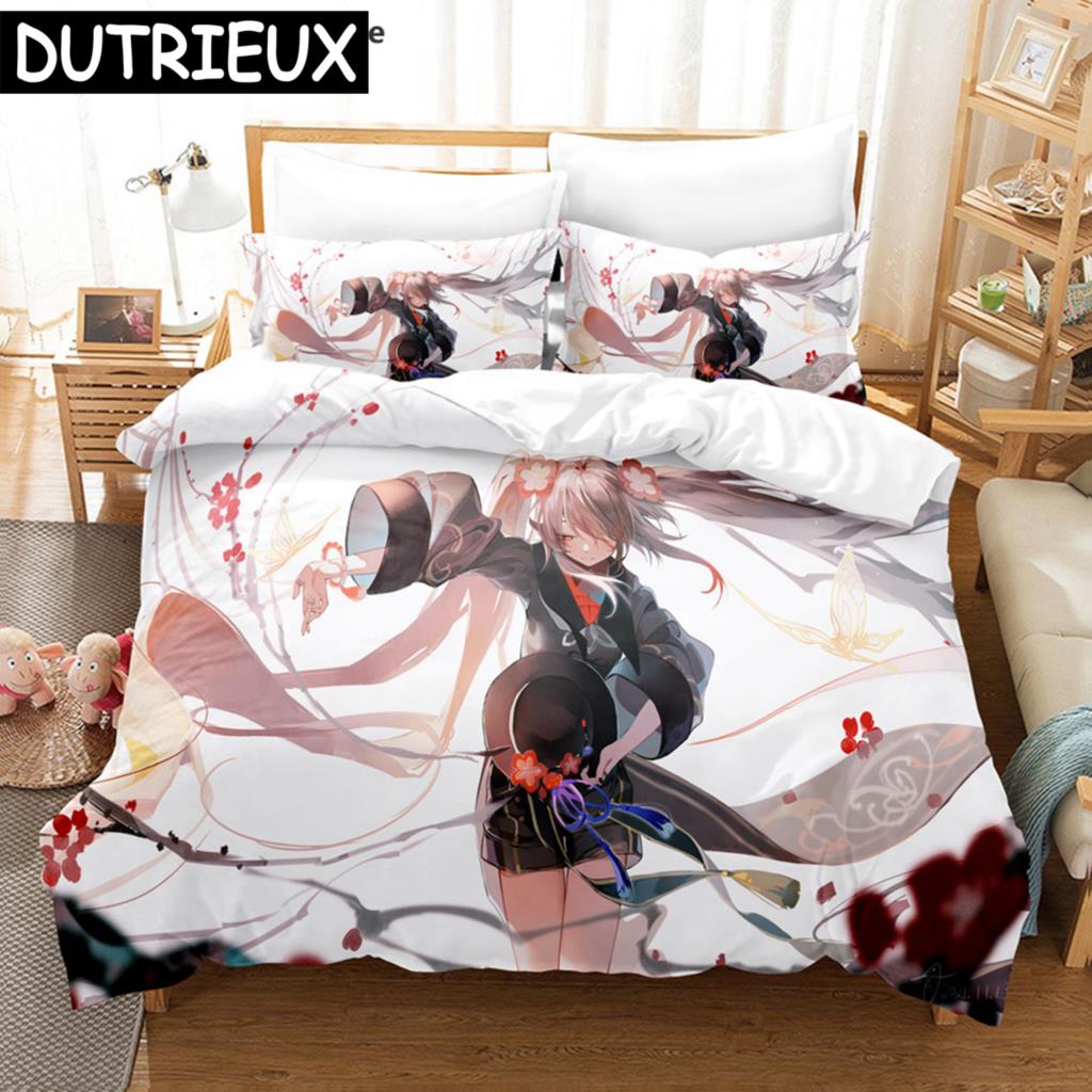 Hu Tao Genshin Impact Game 3D Duvet Cover Bedding Set Comforter Linen Pillowcases Home Decor Single Double Twin King Queen