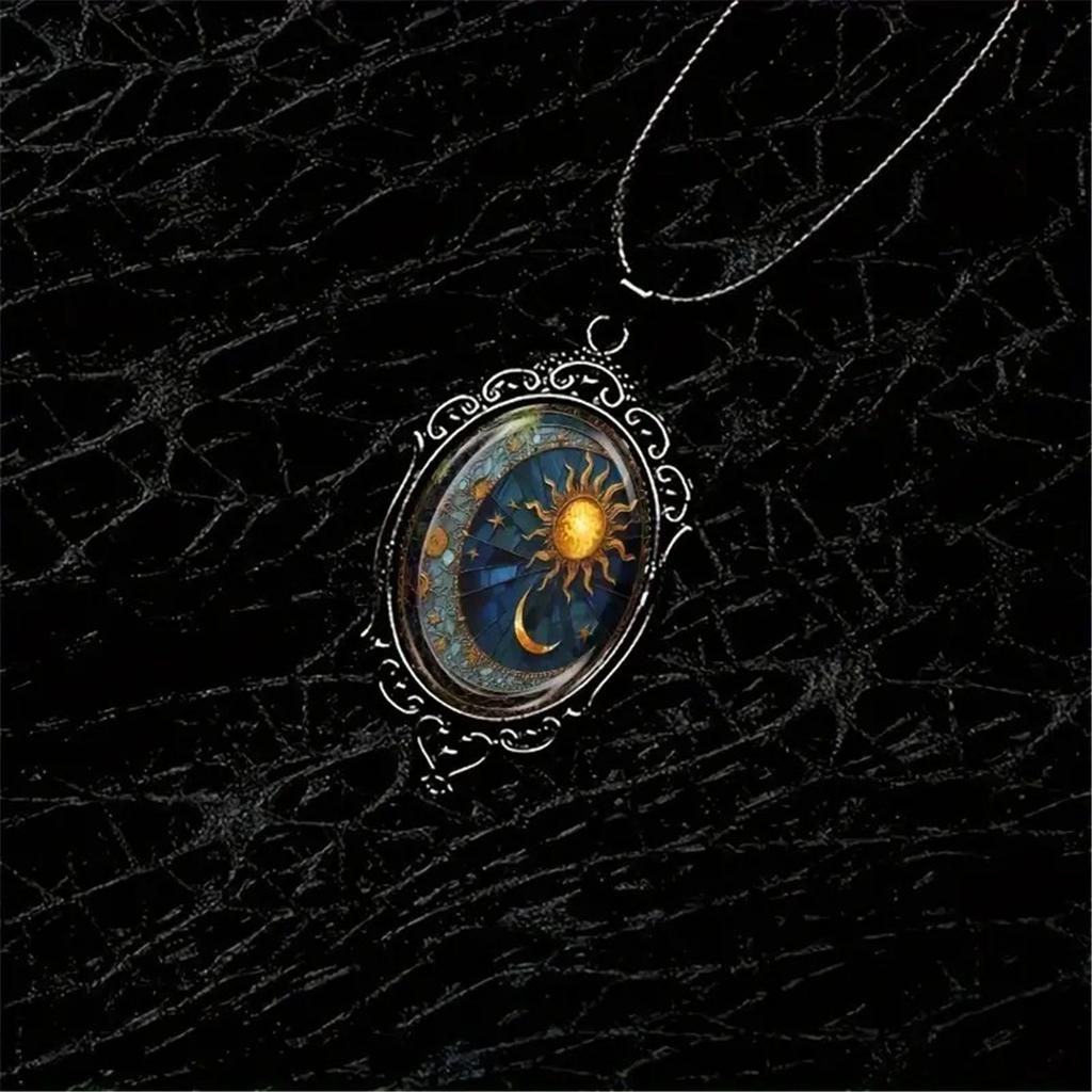 Trendy Pendant Necklace Showcasing Moon and Sun Pattern Exquisite Chain Necklace Present for Fashion Enthusiasts