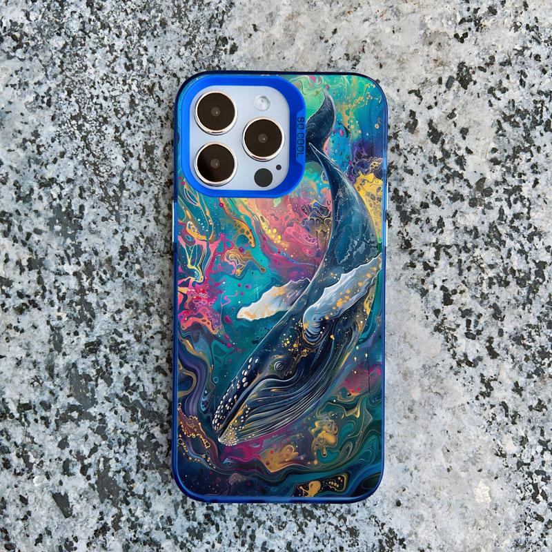 Space Ocean Whale Shark Phone Case For IPhone 16 15 14 Pro Max 13 11 12 Pro Max Mini 16 15 14 Plus Shockproof Laser Cover Fundas