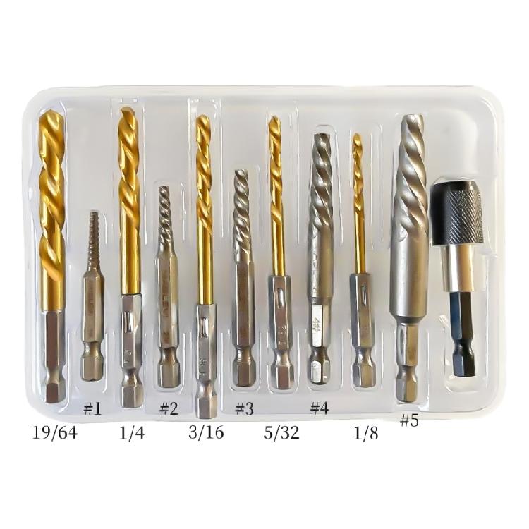 Screw Extractor & Twist Drill Bit Set Broken Bolt Remover Easily Remove Stripped