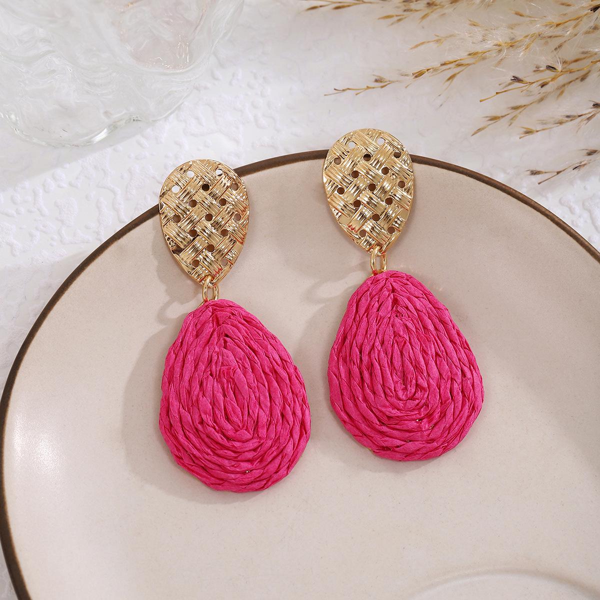 

Ретро Богемные Овальные Серьги из Рафии для Женщин