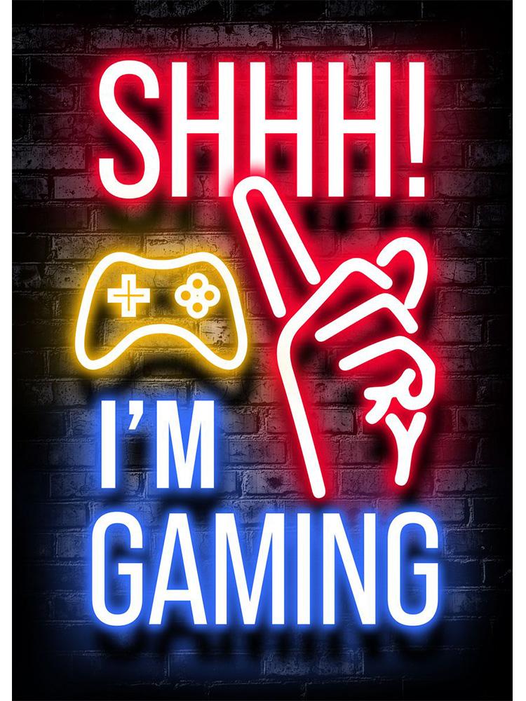 Poster modern pentru cameră de joacă cu efect de neon, imprimeuri pentru jucători de jocuri, pictură pe pânză, imagine artistică de perete pentru copii, băieți, cadou pentru decorarea camerei de jocuri