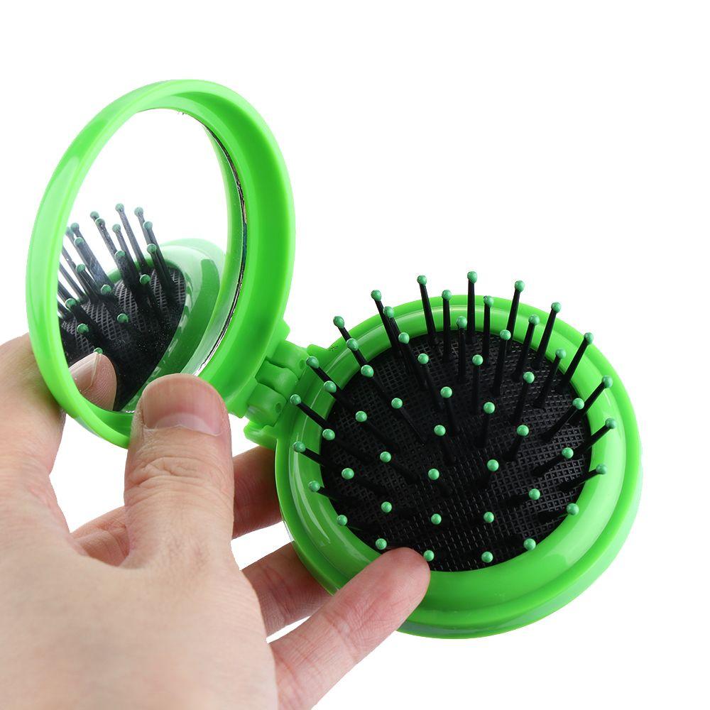 Hot Sale Folding Hair Brush With Mirror 4 Colors Portable Air Bag Comb Travel Comb Cosmetic Mirror Scalp Massager Beauty Tools