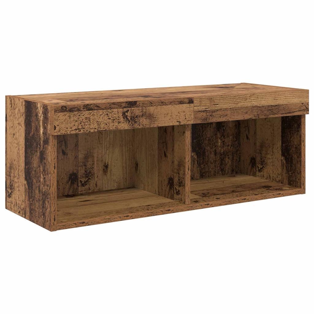 Wall Mounted TV Units with LED Light Strips 6 pcs Reclaimed Wood Effect Particleboard