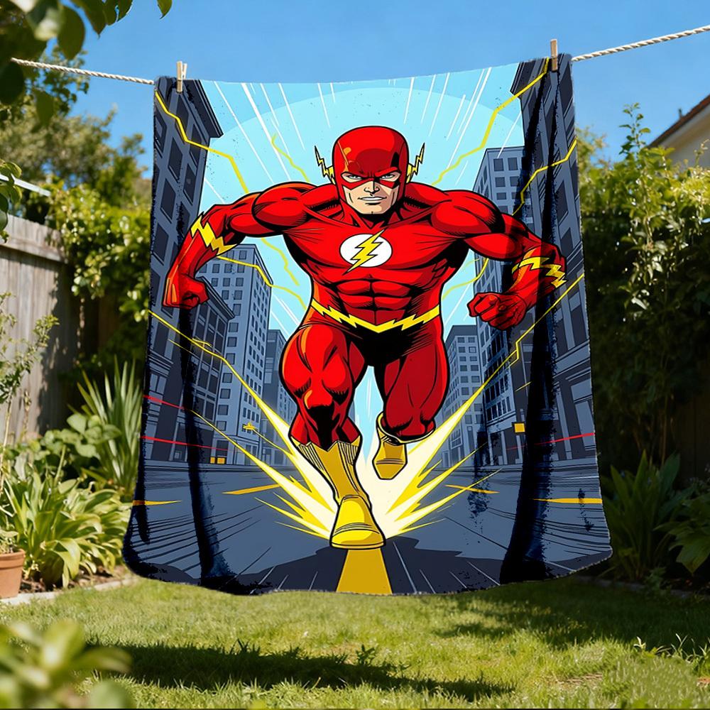 1pc Flash, Superhero Outdoor Flannel Throw Blanket Soft, Lightweight & Warm for Sofa, Office