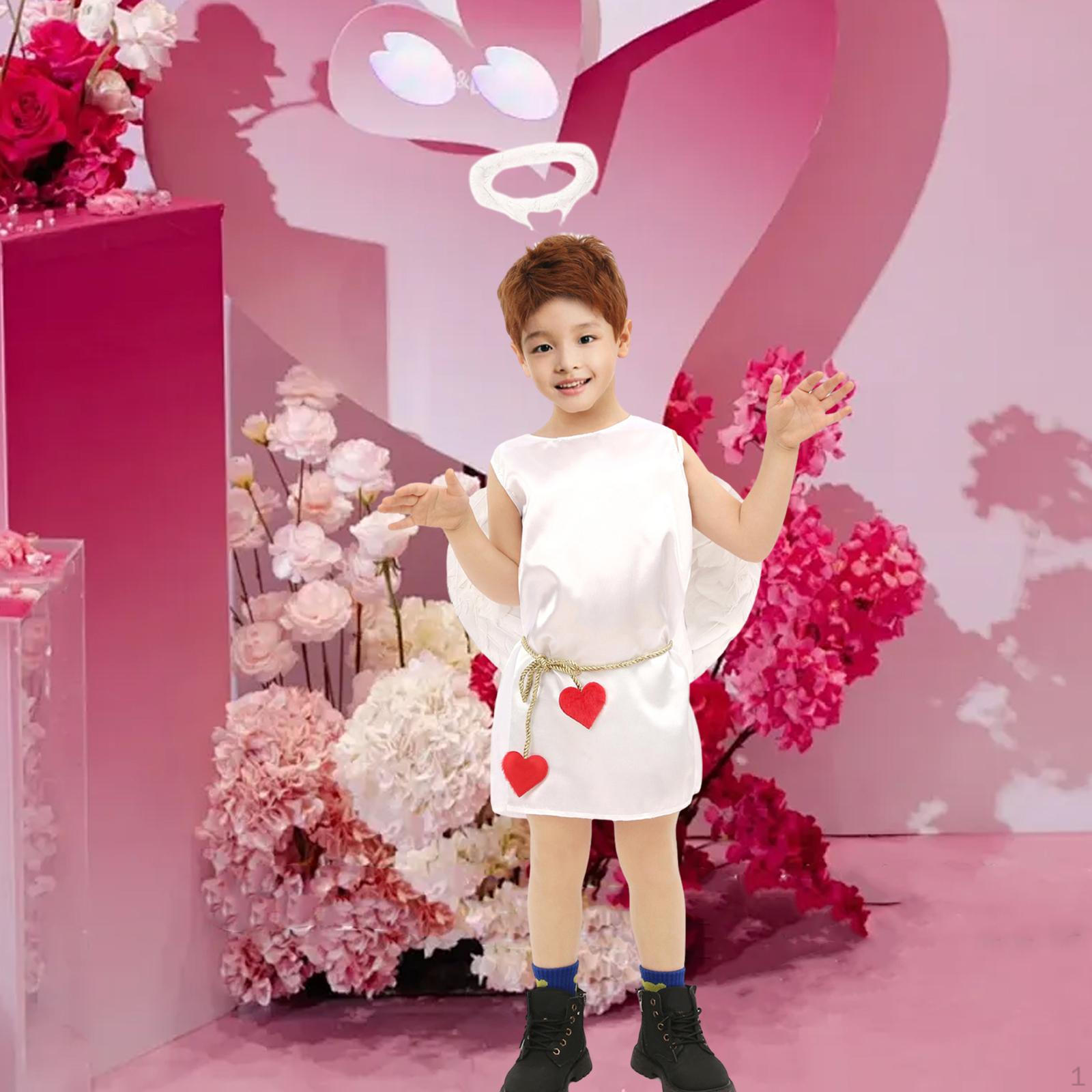 

Костюм из 3 предметов с крыльями ангела, костюм для детей, косплей, милые дети на День святого Валентина, S