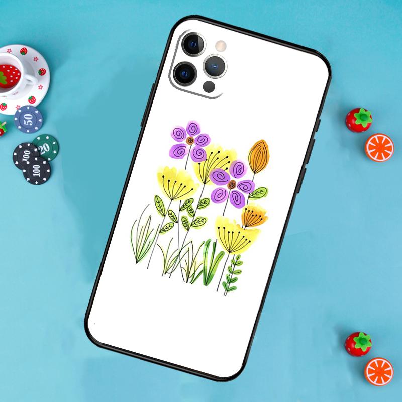 Yellow Cosmos Flowers Lavender Phone Case For iPhone 17 Air 15 14 13 12 11 16 Pro Max 13 12 mini 15 16 Plus 16e Cover Funda