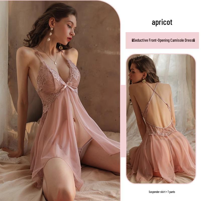 

Женская ночная сорочка из ледяного шелка с кружевом больших размеров 2025 - Сексуальная тонкая майка для лета Small розовый