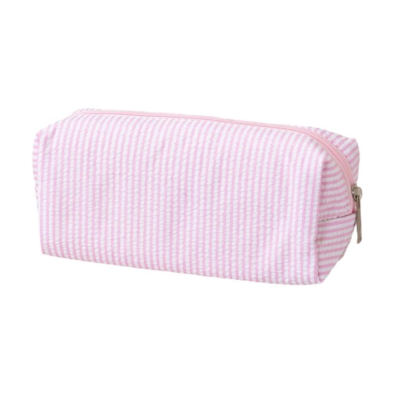Multiunction Striped Pencil Case Water Resistant Polyester Pen Pouches Travel Cosmetics Bag For School Office Supplies