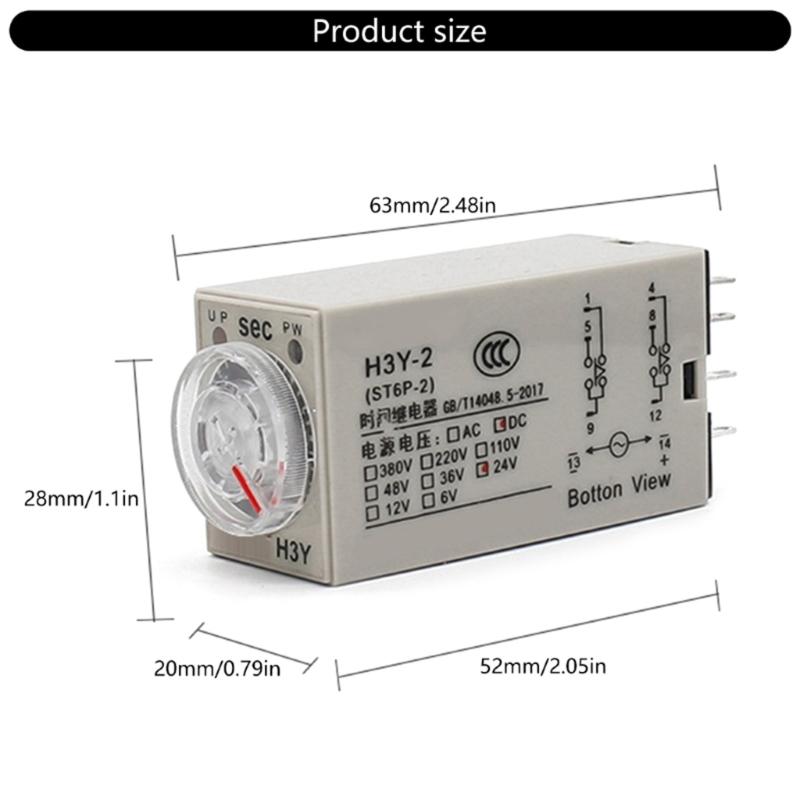 Zeitrelais Einschaltverzögerung Drehknopf 0-60 Sekunden Timer Verzögerungstimer mit Basissockel Einschaltzeitrelais Langlebig