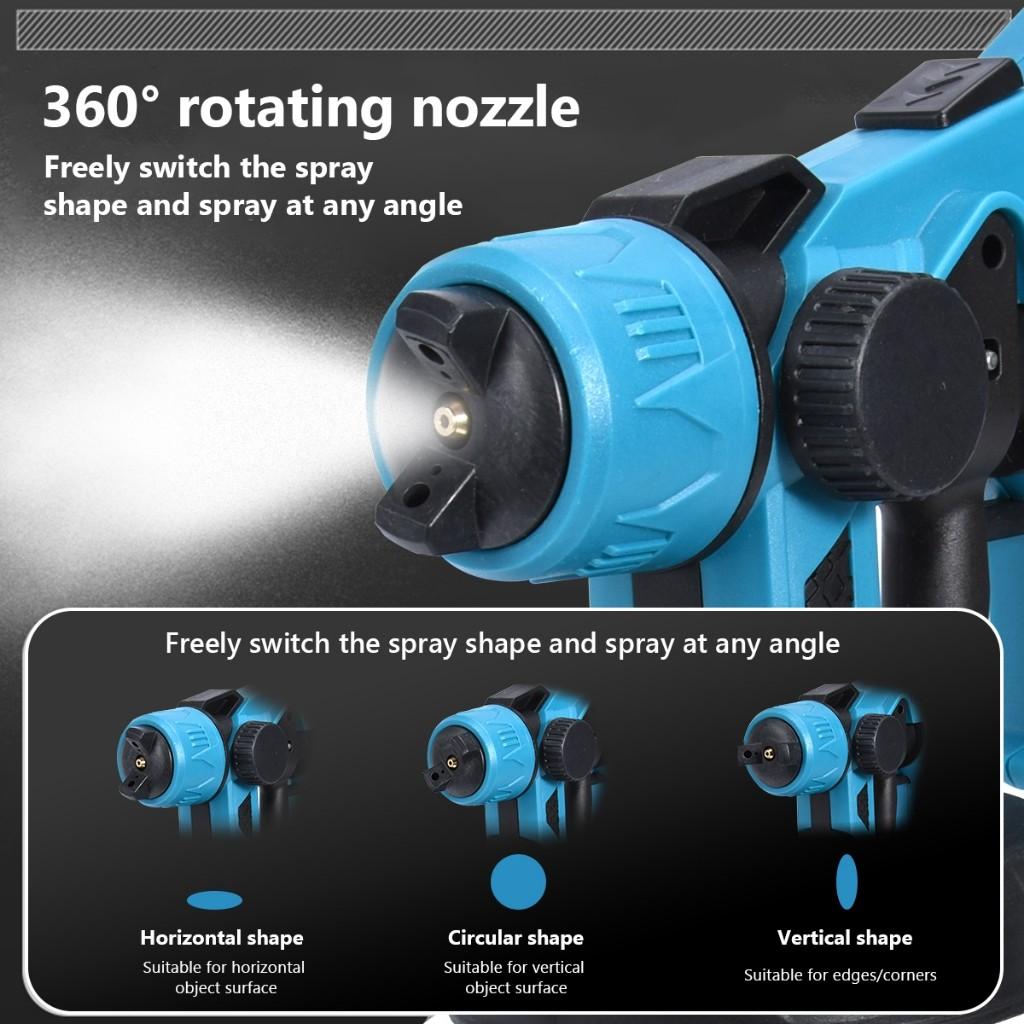 2000W Cordless Paint Sprayer Mesin Pengecat Adjustable Shape Paint Spray Gun Penyembur Cat Elektrik 800ml
