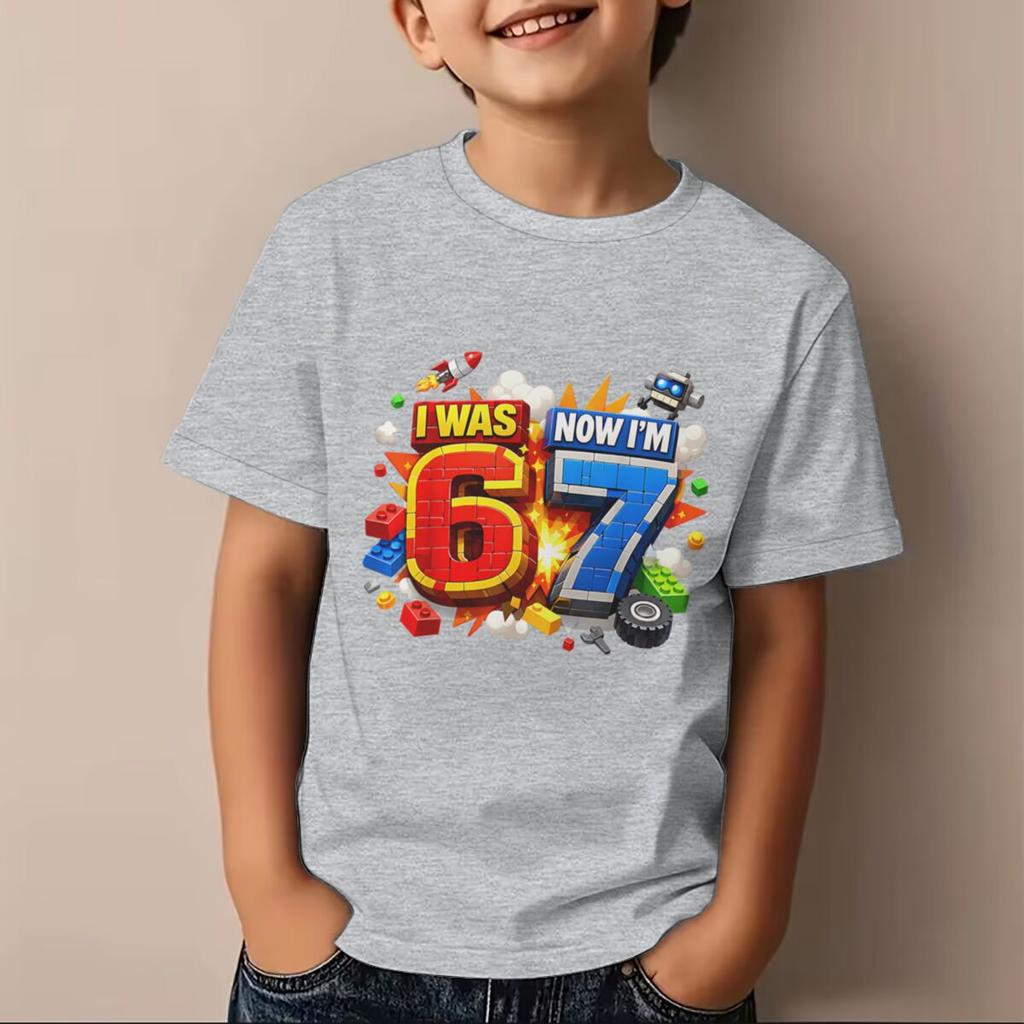 Avevo 6 anni Ora ne ho 7 Maglietta Ragazzi Regalo 7° Compleanno Bambini T-shirt 6 7 Stampa Meme Morbido Cotone Maglietta Ragazzo Ragazza Abbigliamento Estivo