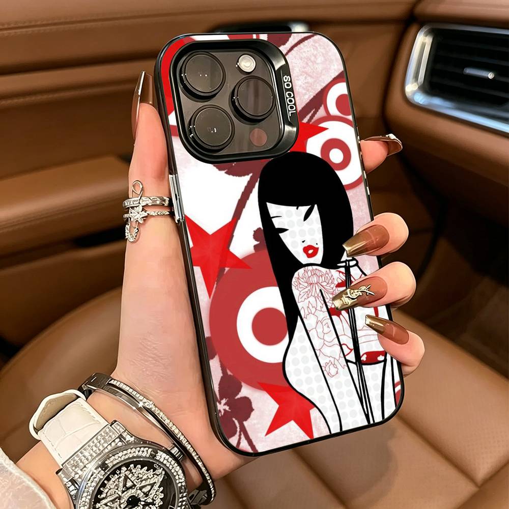 Retro Cute Vibe T-Tokidoki Art Phone Case For iPhone 17,16,15,14,13,12,11 Plus Pro Max Colored Silver Phone Case