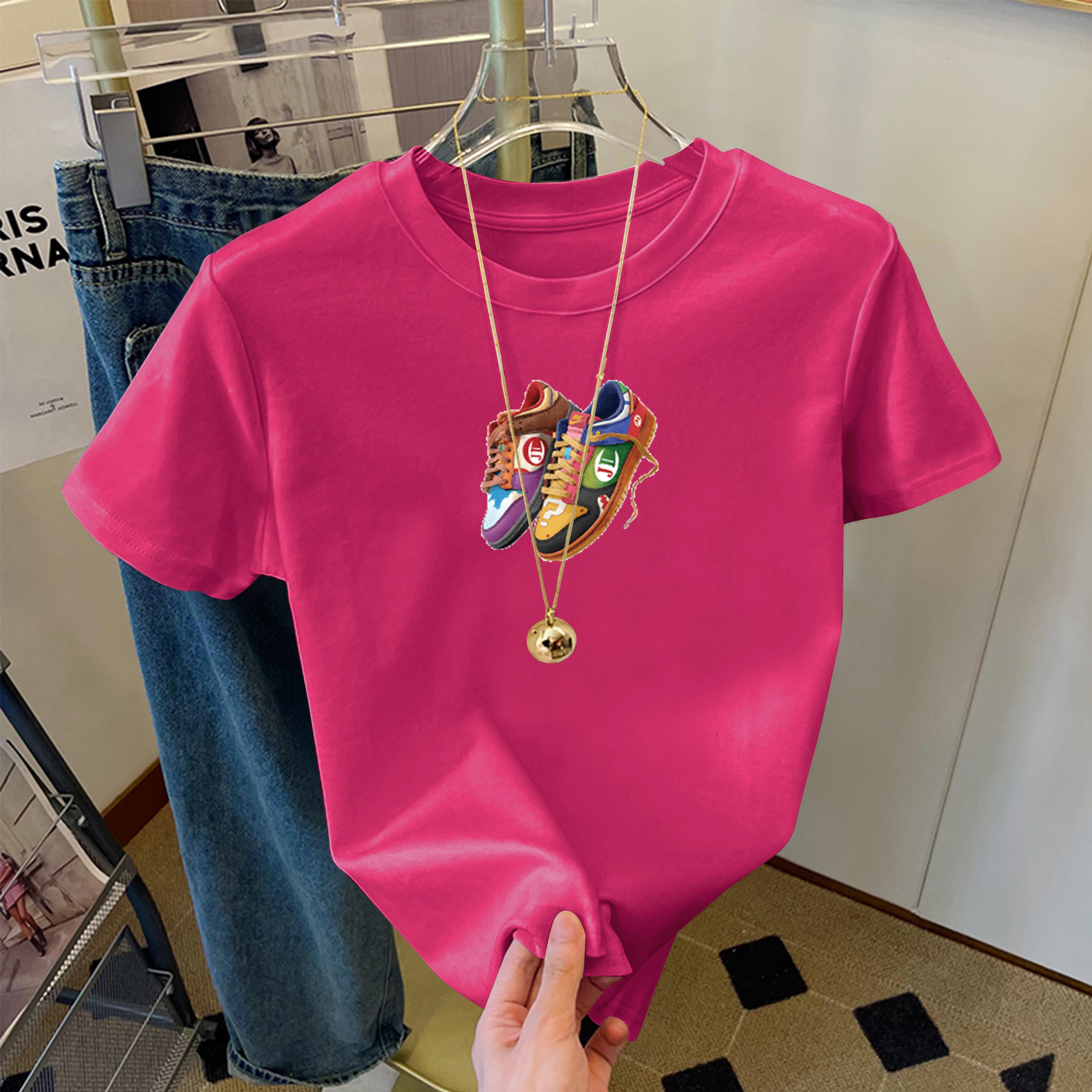 

White fun short-sleeved t-shirt women s summer 2025 new design sense niche versatile loose and thin casual top XXXL