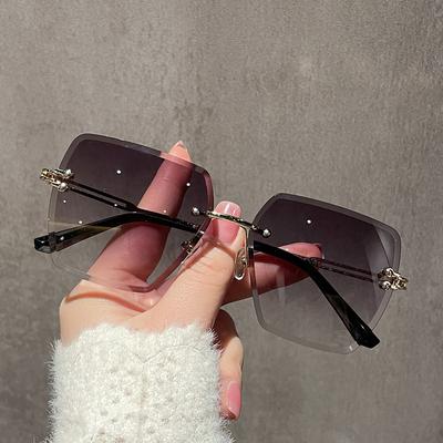 Modne okulary przeciwsłoneczne cieniujące damskie bezramkowe UV400 vintage damskie stylowy design oversize kwadratowe soczewki oceaniczne okulary przeciwsłoneczne dla kobiet