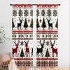 2PCS Digital Print Curtains, Nordic Fair Isle Knit Pattern Reindeer Christmas Trees Snowflakes Red Black, Cozy Sweater Style - C