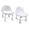 Low Rolling Stool with Wheels Back Support Small Acrylic Short Silent Mini Roller Seat
