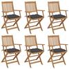 VidaXL Set of 6 Folding Garden Chairs with Cushions, Patio Seats, Dining Chairs, Patio Furniture 3074955