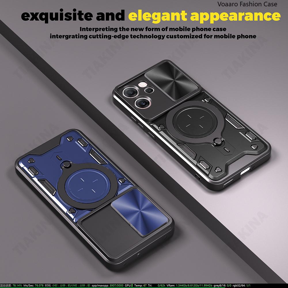 Slide Lens Armor Funda for OPPO Reno14 F 5G Case for OPPO Reno14 Reno 14 Pro 5G Case Magnetic Ring Stand Holder Cover Back Capa