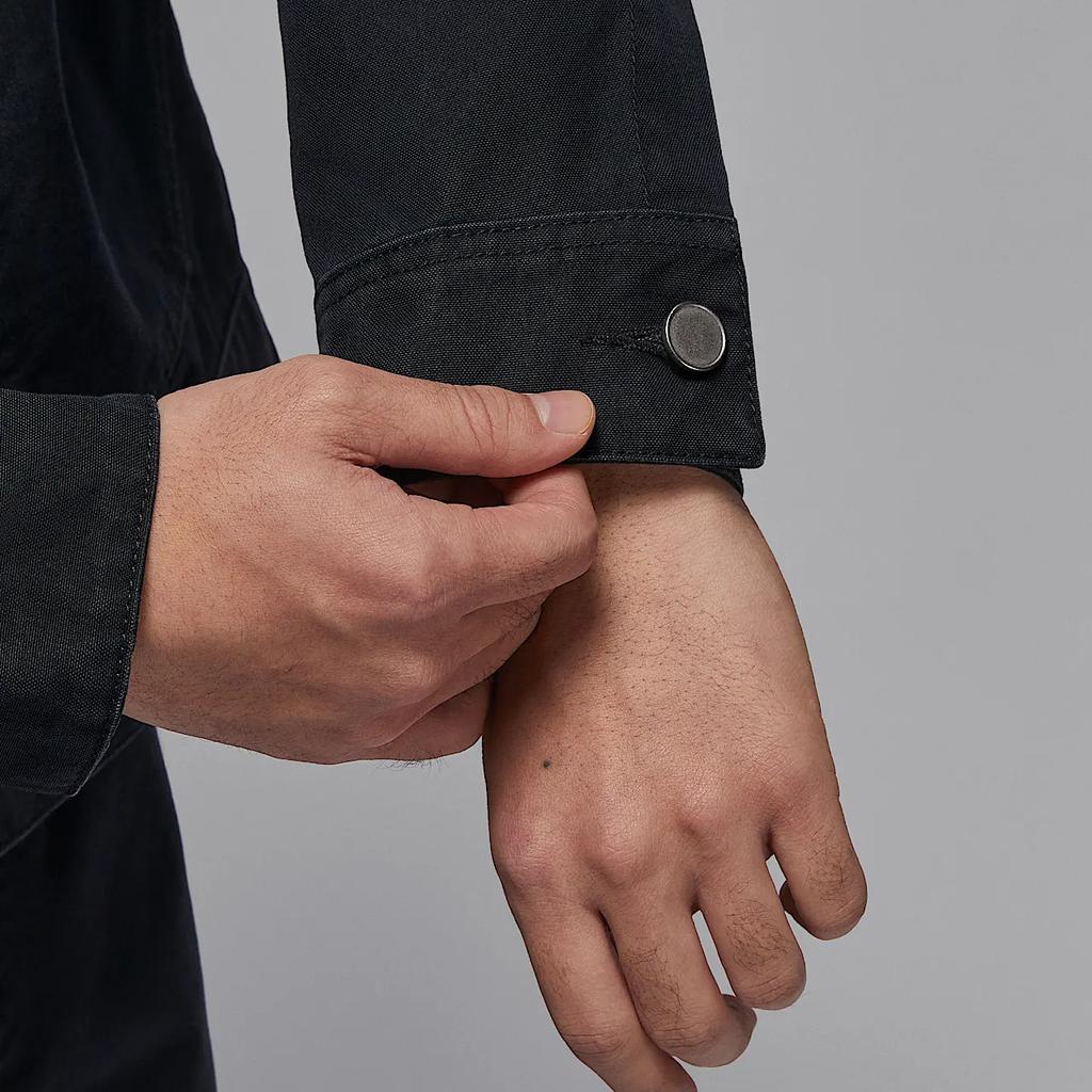 Jordan Essentials Chicago Locker gewebte Oversize-Jacke mit überschnittenen Schultern und langen Ärmeln für Herren, Jacke Schwarz HF9318010