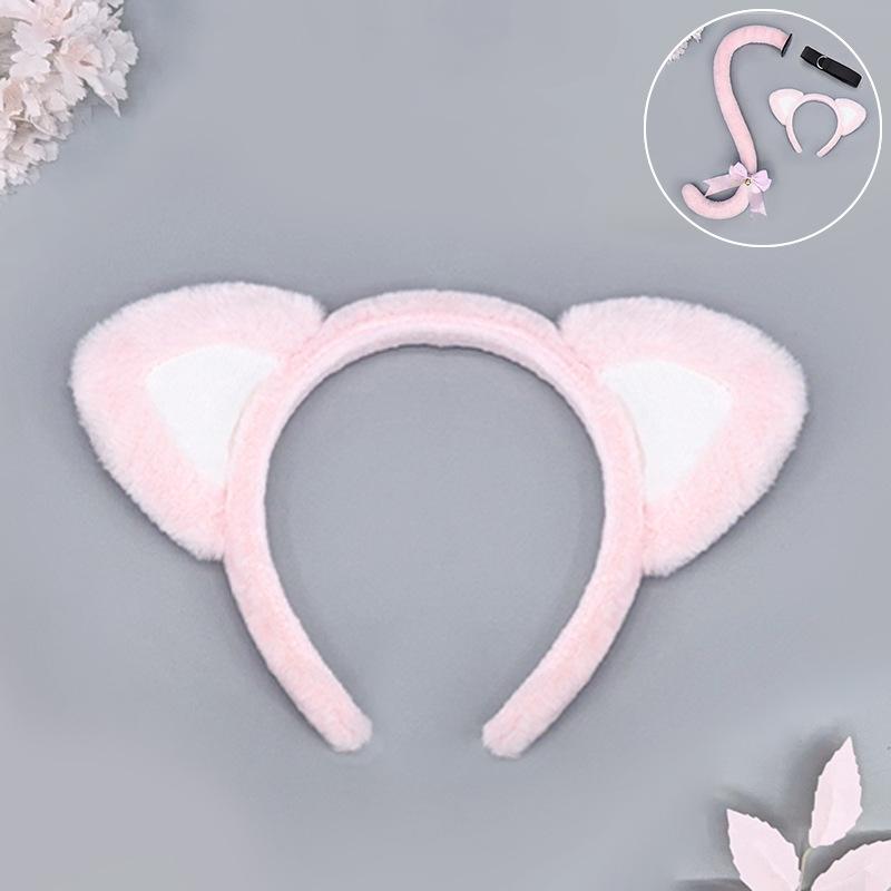Lolita Kc Cat Ear Headband Handmade Cute Cat Lady Lolita Headgear Plush  Ear  Tail Set