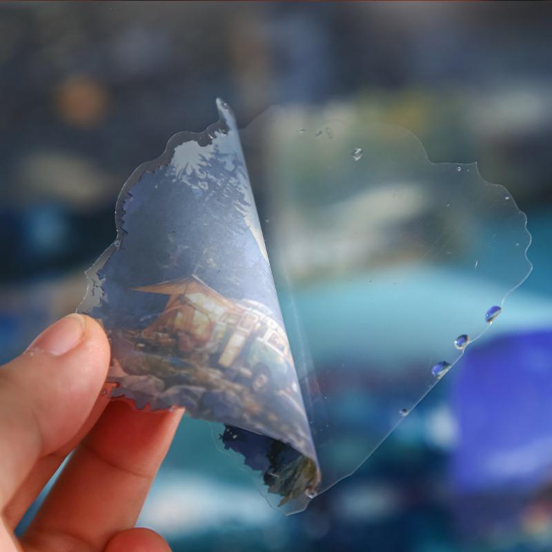 12pcs/bag PET Sticker Pack Romantic Rainy Season Window Night View Pattern Atmosphere Stickers DIY Envelope Gift Memo Decoration