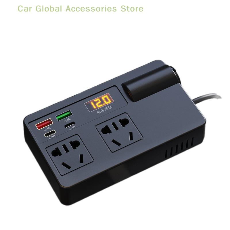 Car Inverter 200W DC 12V/24V To AC 220V Converter ON/OFF Switch QC 3.0 USB/PD/Type-C Chargers Power Adapter Voltage Detection