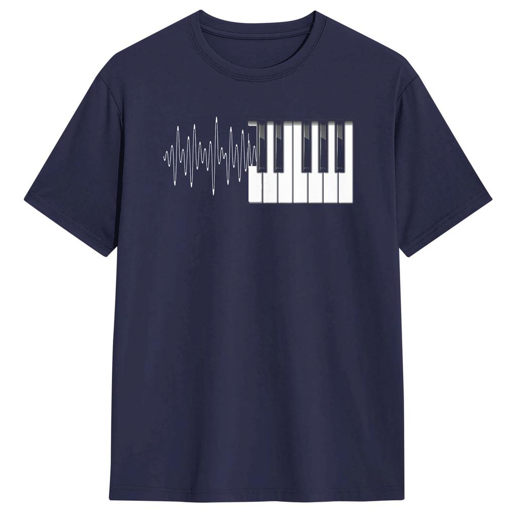 Harajuku TShirt Piano Klavier Heartbeat EKG Pianist Flgel Cotton TShirts Novelty Tshirt for Unisex Beach Aesthetic Design Tees