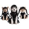 3pcs Dog Clothes for Small Dogs Puppy Costumes with Wig and Belt Black Pet Dog Dress Outfit for Dogs Cats Cosplay Halloween Birthday Party AN002S