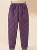 2025 Autumn/Winter Warm Elastic Waist Cotton Pants for Middle-Aged & Elderly Women - High Waist Slim Fit