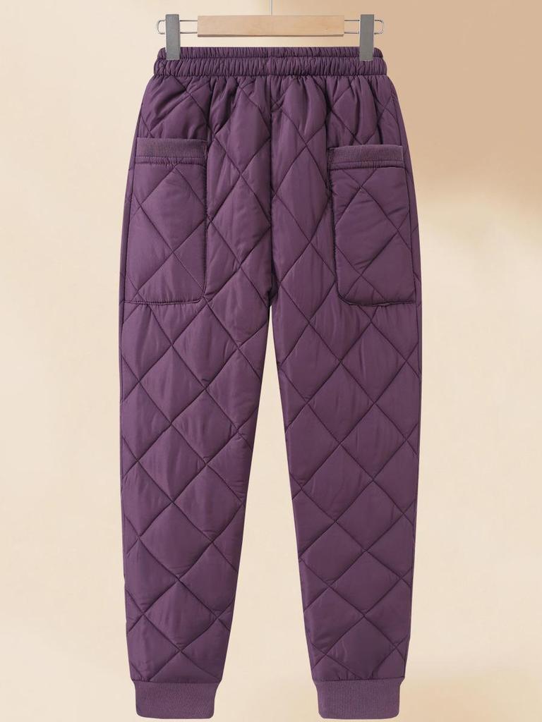 2025 Autumn/Winter Warm Elastic Waist Cotton Pants for Middle-Aged & Elderly Women - High Waist Slim Fit