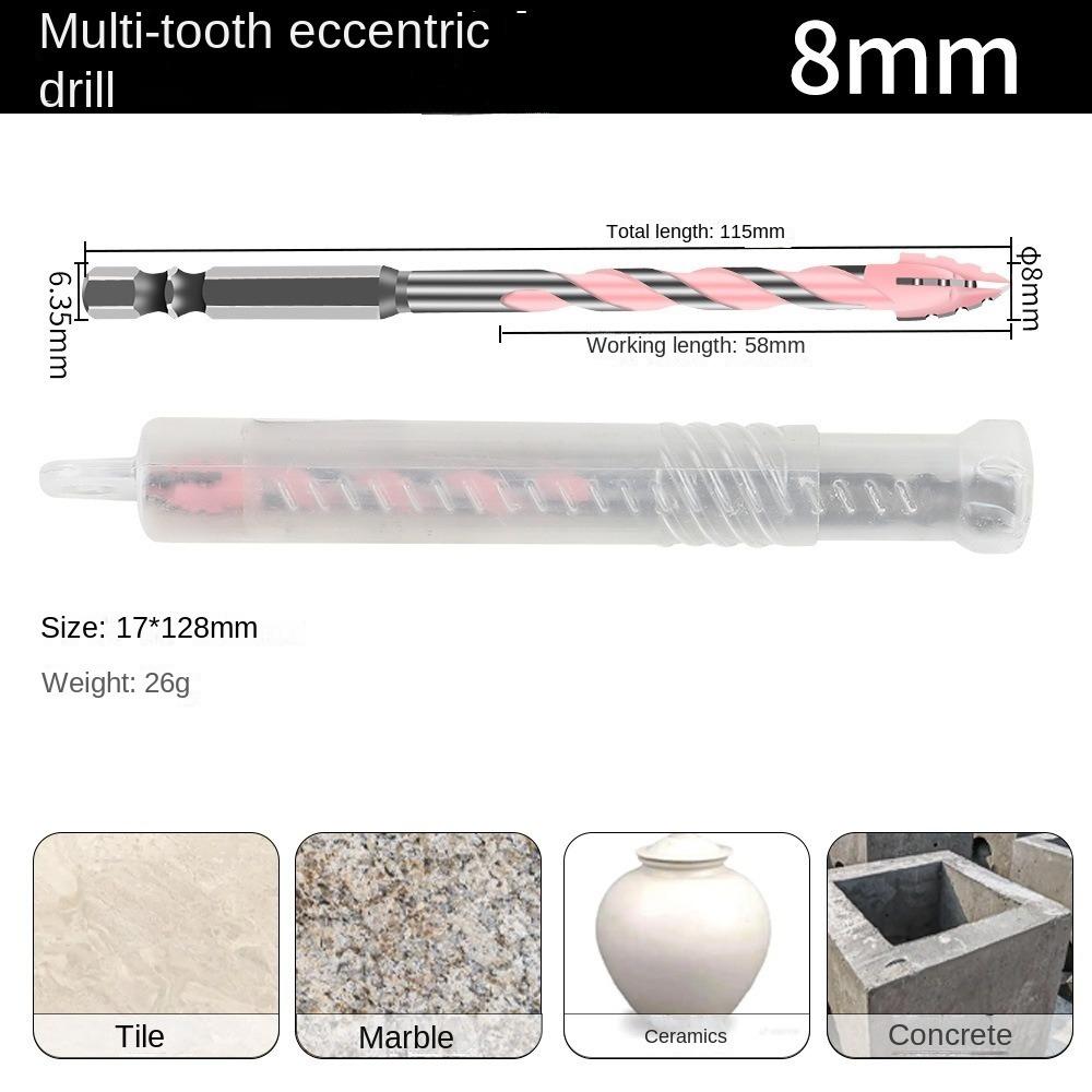 Vierschneidiger Exzenterbohrer Schräger Kopf Gezahnter Betonbohrer Satz Hohe Härte Sechskantschaft Bohrer Bohrwerkzeug