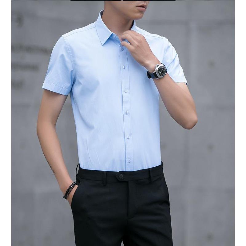 Men's Slim Fit White Long Sleeve Anti-Wrinkle Business Shirt