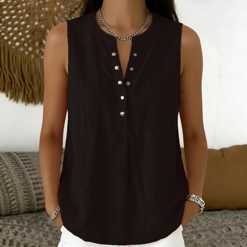 DICFY Women's Fashion Casual Summer Spring V-Neck Sleeveless Blouses & Shirts
