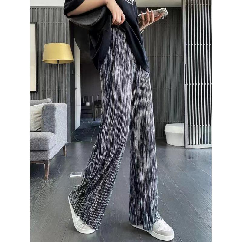 Eis Seide Tie-Dye High-Waist Weite Hosen - Damen Sommer Lässig Lockerer Schnitt