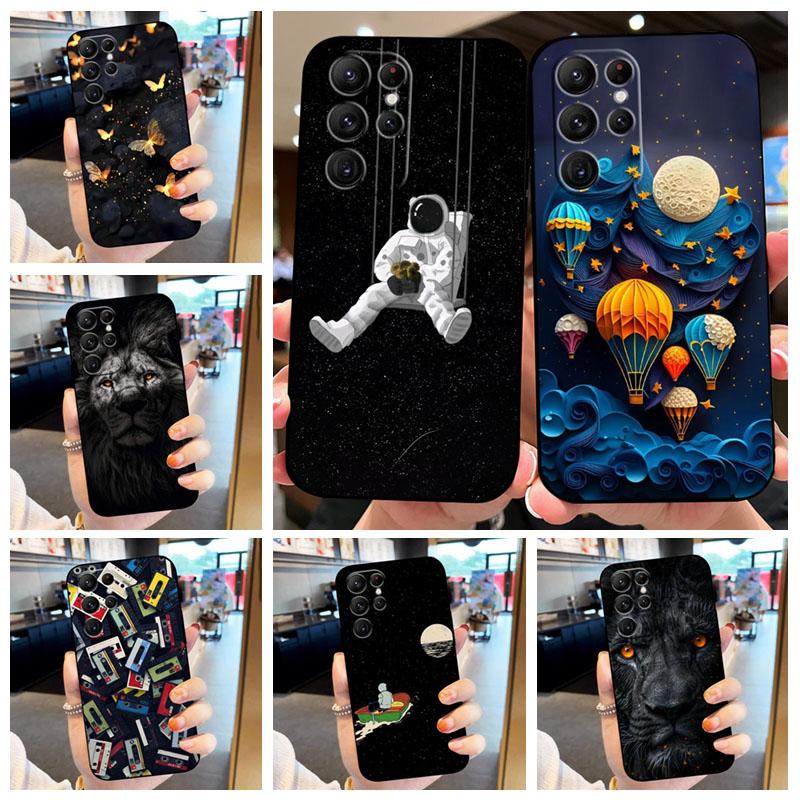 Astronaut Pattern Phone Case For Samsung Galaxy S25 Ultra Covers For Galaxy S 25 Ultra Soft Silicone Shell Black TPU Fundas