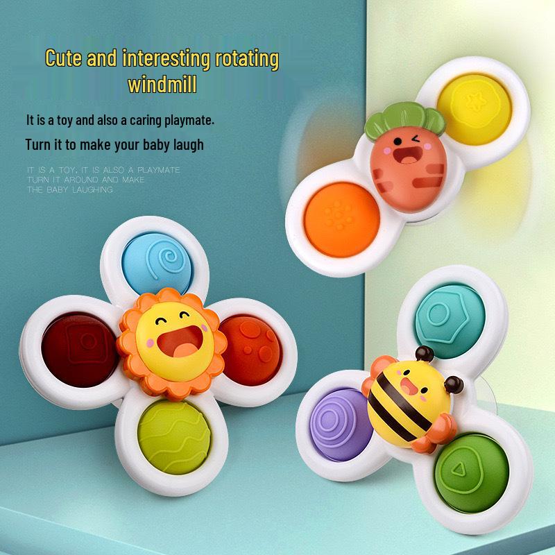 Suction Cup Fidget Spinner Teether for Infants - Early Learning Toy
