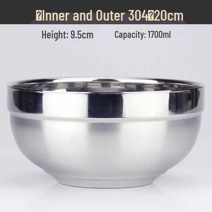 Large Double-Layer Insulated Stainless Steel Bowl with Lid - Anti-Scald, Anti-Drop, for Children and Adults, Ideal for Rice and Soup.