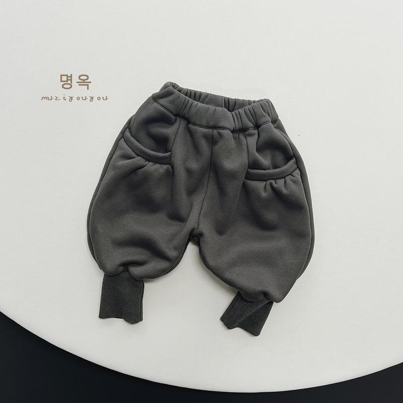 Casual Versatile Fleece Thickened Warm Winter Sweatpants For Kids Boys And Girls