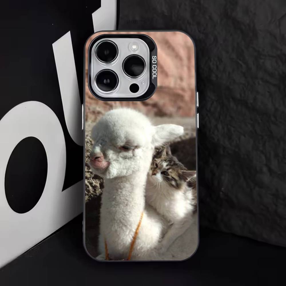 

Kawaii Alpaca lovely Phone Case For iPhone 16,15,14,13,12,11,8,7,Pro,Max,Plus,Mini,XS,SE Anti Fall Black Matte Hard iPhone14promax