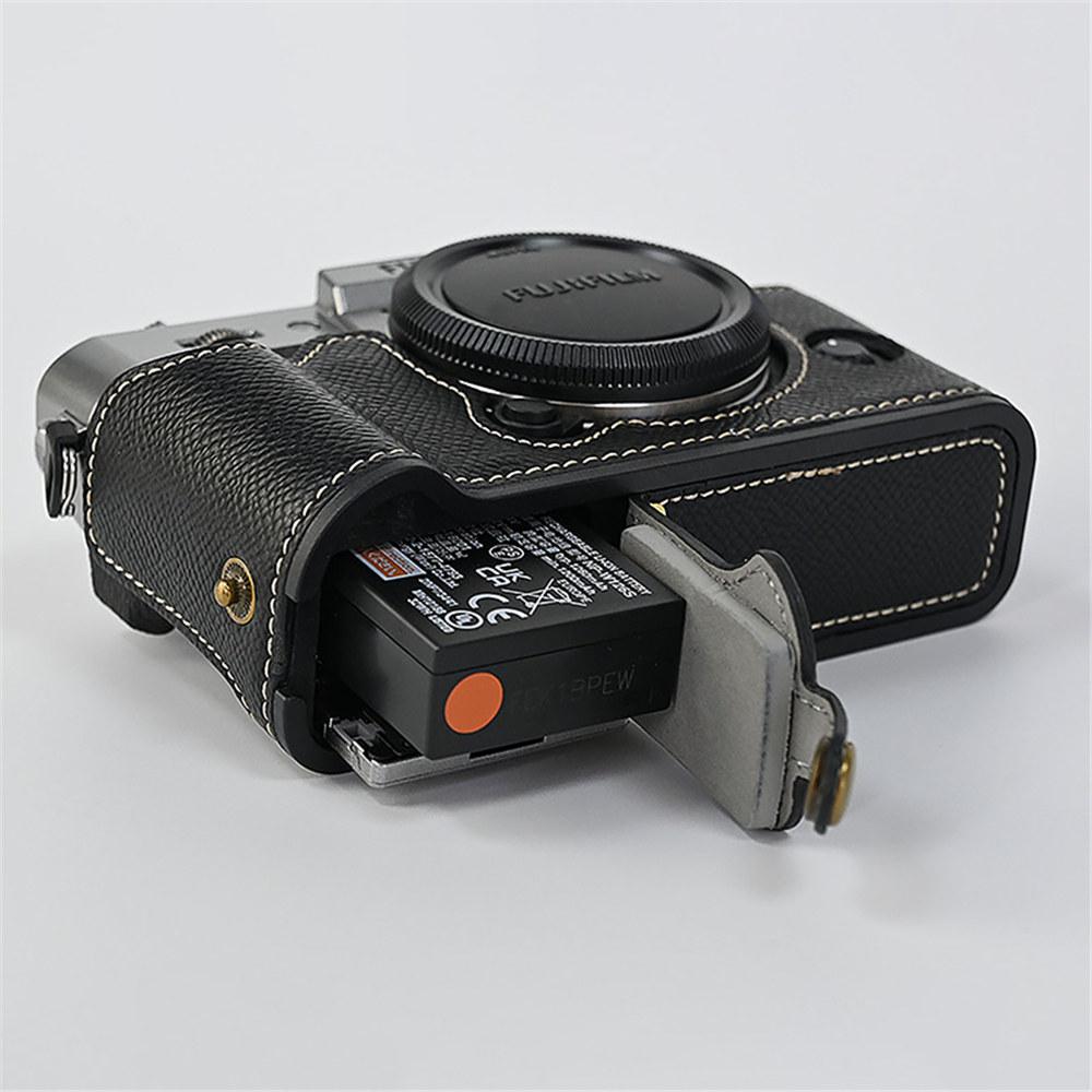 Pokrowiec na połowę korpusu aparatu ze skóry PU z nadrukiem palmy dla Fujifilm XT30 Fuji X-T30 XT30II XT20 XT10, dolna pokrywa z otwarciem na baterię