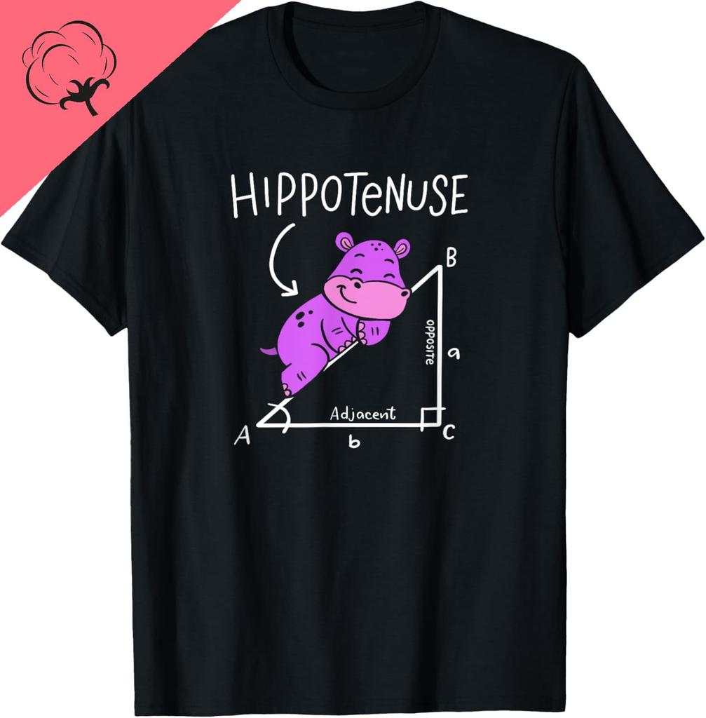 Hippopotamus Geometry Funny Math Lover Hypotenuse Costume T-Shirt Casual Streetwear Mens T Shirt Camisas Streetwear