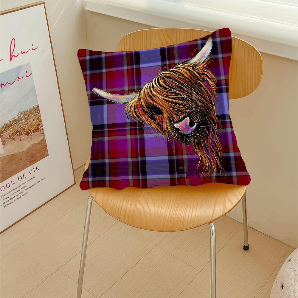Funny Highland Cow cushion cover Pillow Cover Decoration Room Home Sofa living Office Car Nordic Simplicity